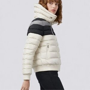 Perfect Moment Queenie Color Block Down Jacket Puffer Coat White/Asphalt/Grey M